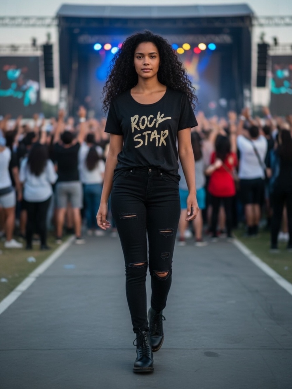 Lane Bryant Rock Star Graphic Tee - Black with Gold Text Size 18/20